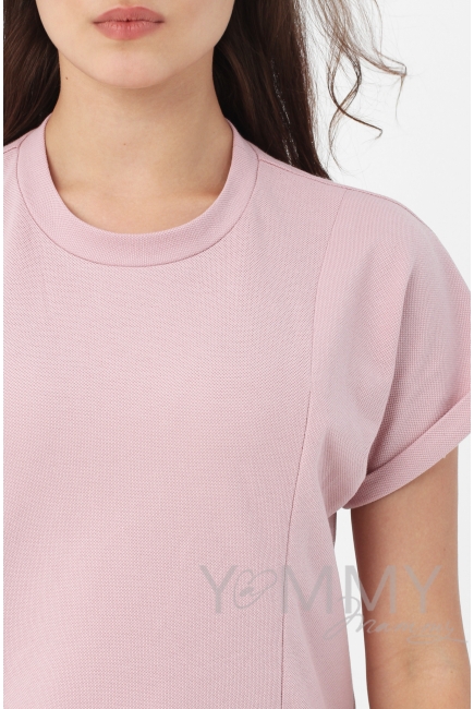 Футболка для беременных и кормящих, розовая