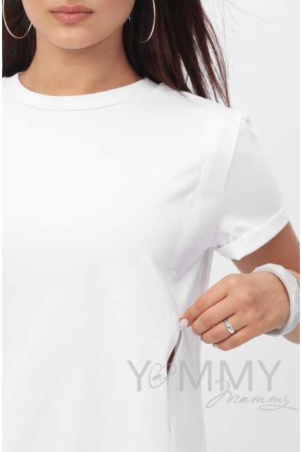 Футболка для кормящих и беременных с запахом на спине, белый