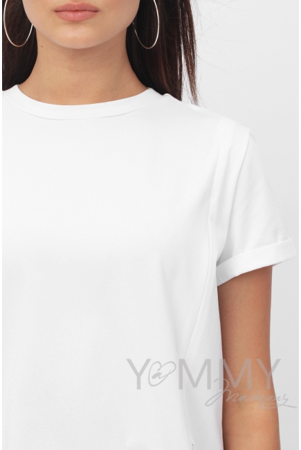 Футболка для кормящих и беременных с запахом на спине, белый