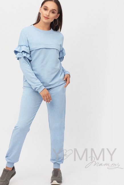 Костюм для беременных и кормящих, цвет голубой меланж