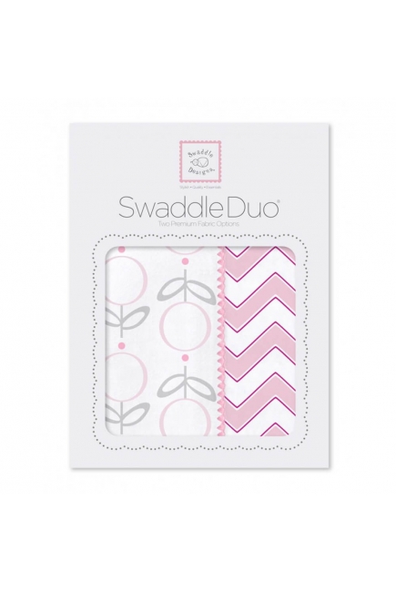 Набор пеленок SwaddleDesigns Swaddle Duo, Lolli Chevron Pink