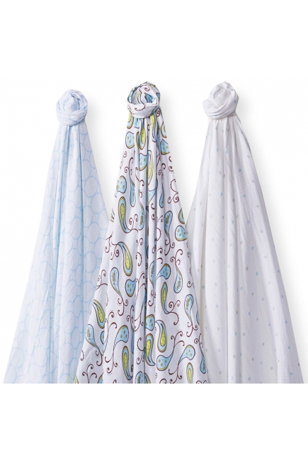 Набор пеленок SwaddleDesigns SwaddleLite Paisley Blue