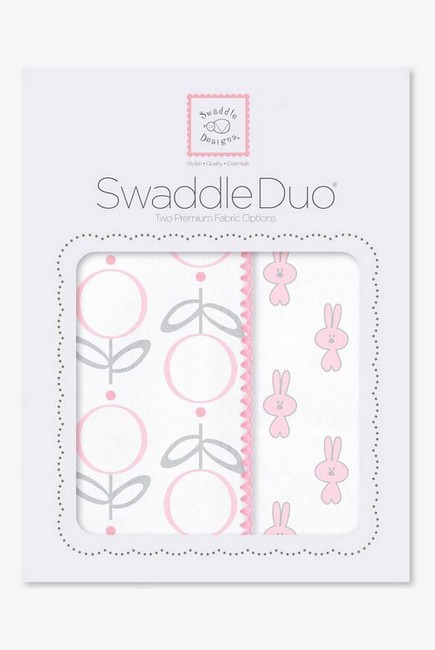 Набор пеленок SwaddleDesigns - Swaddle Duo Pink Little Bunnie