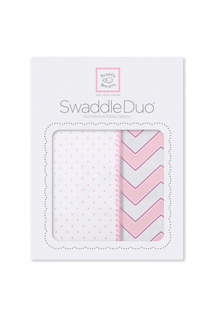Набор пеленок SwaddleDesigns Swaddle Duo Pink Classic Chevron