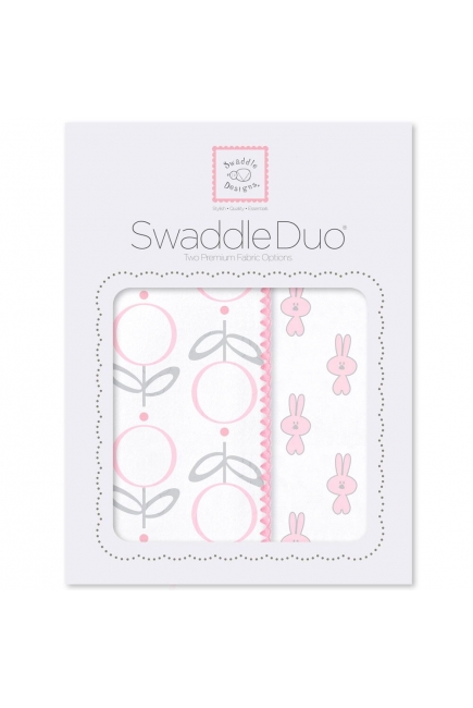 Набор пеленок SwaddleDesigns - Swaddle Duo Pink Little Bunnie