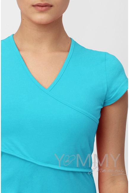 Платье-кимоно для дома YammyMammy (ямми мамми) трикотажное, цвет "бирюзовый"