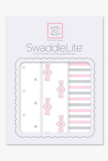 Набор пеленок SwaddleDesigns Swaddle Lite, Pstl Pink Little Bunnie