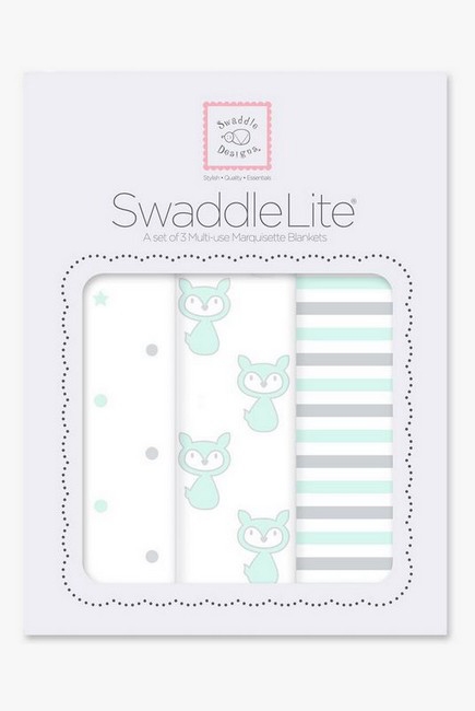 Набор пеленок SwaddleDesigns Swaddle Lite Pstl SeaCrystal Little Fox
