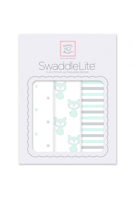Набор пеленок SwaddleDesigns Swaddle Lite Pstl SeaCrystal Little Fox