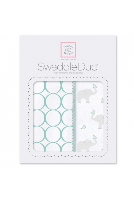 Набор пеленок SwaddleDesigns Swaddle Duo SC Elephant & Chickies Mod Duo