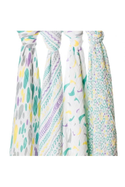 Муслиновые пеленки для новорожденных Adam Stork большие, набор 4, Sweetie