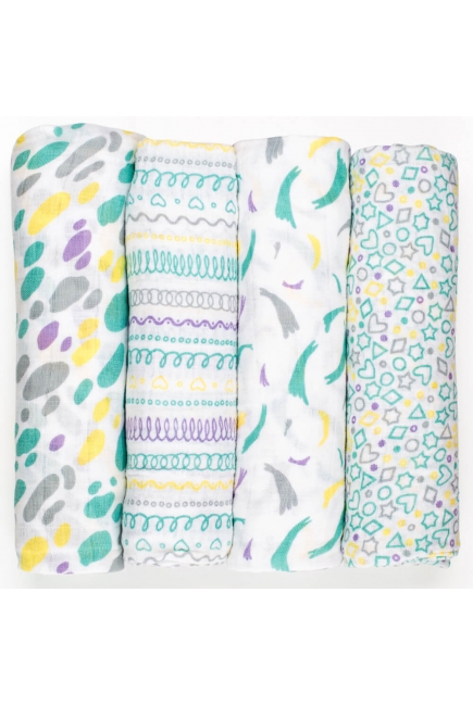 Муслиновые пеленки для новорожденных Adam Stork большие, набор 4, Sweetie