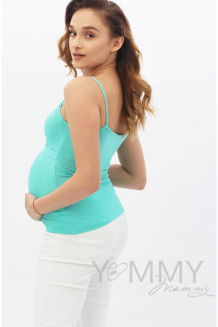 Топ на бретельках для кормящих и беременных, ментоловый