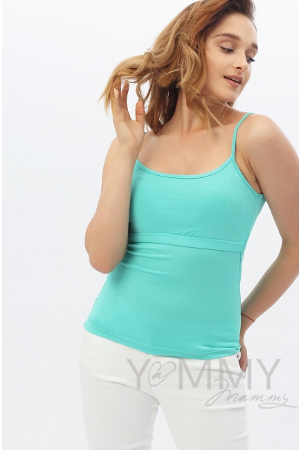 Топ на бретельках для кормящих и беременных, ментоловый