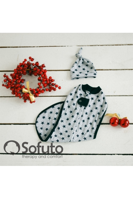 Пеленка кокон для детей трикотажная, Black Stars