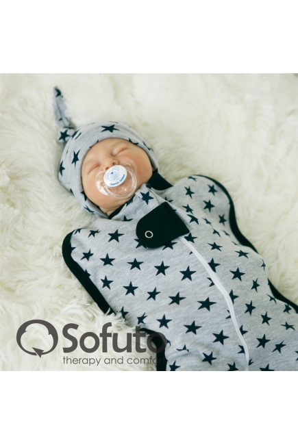 Пеленка кокон для детей трикотажная, Black Stars