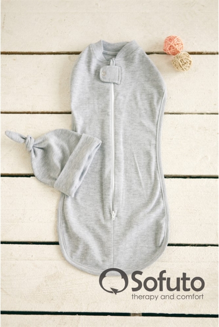 Пеленка кокон для новорожденных трикотажная, Grey