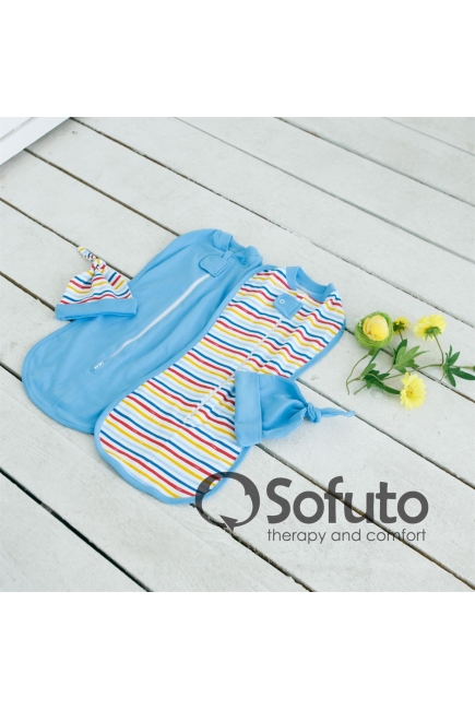 Пеленка кокон для новорожденных на молнии, Rainbow Stripe