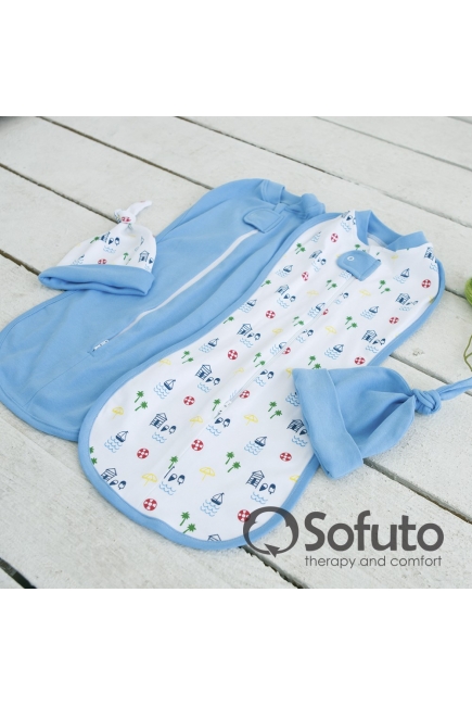 Пеленка кокон для новорожденных трикотажная, Sea Beach