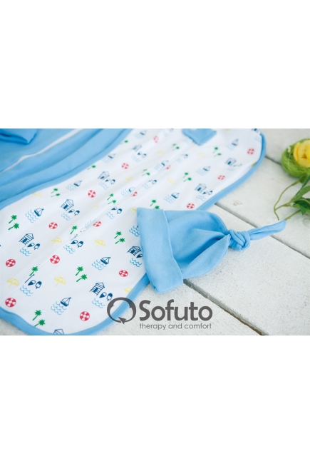 Пеленка кокон для новорожденных трикотажная, Sea Beach