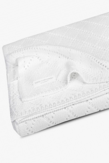 Плед для новорожденного бамбуковый вязаный Jollein, белый, средний