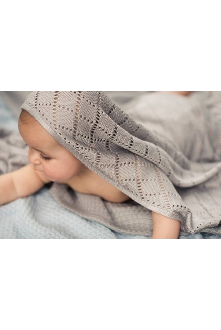 Плед для новорожденного бамбуковый вязаный Jollein, белый, средний
