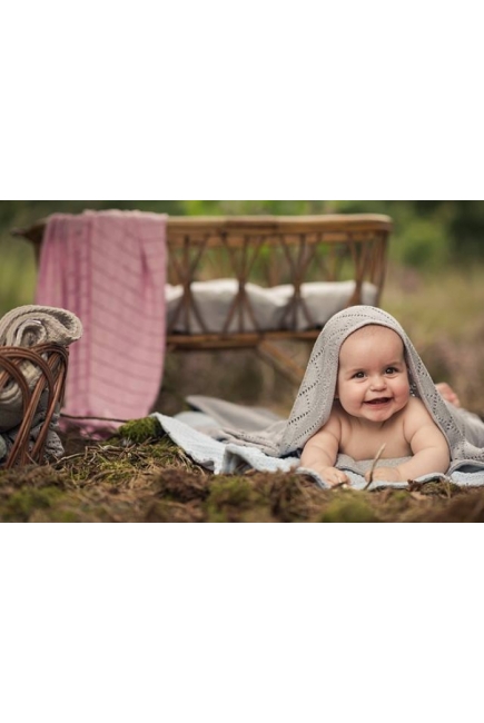 Плед для новорожденного бамбуковый вязаный Jollein, белый, средний