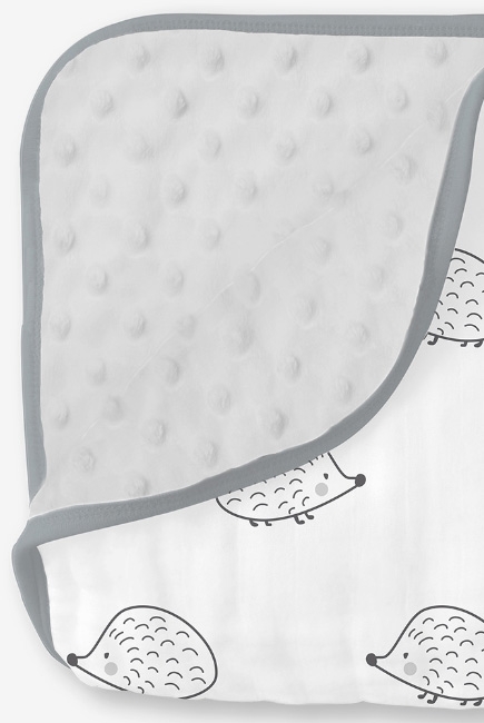 Одеяло муслиновое с флисом SwaddleDesigns Snuggle Blanket, Black Hedgehog