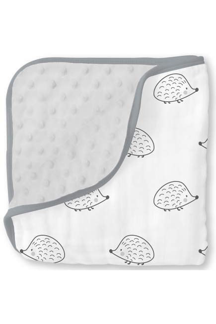 Одеяло муслиновое с флисом SwaddleDesigns Snuggle Blanket, Black Hedgehog