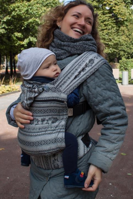 Эрго-рюкзак Карауш шарфовый с бамбуком, Elegance Black