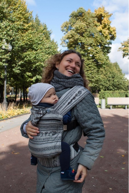 Эрго-рюкзак Карауш шарфовый с бамбуком, Elegance Black