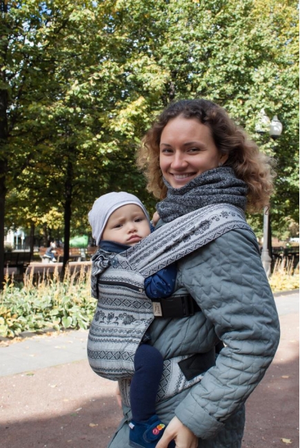 Эрго-рюкзак Карауш шарфовый с бамбуком, Elegance Black