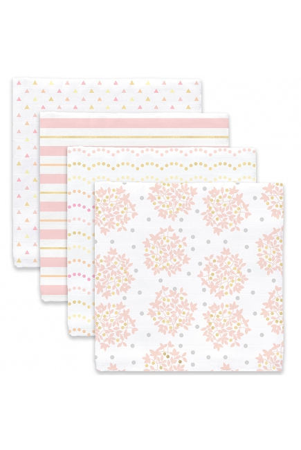 Муслиновые пеленки для новорожденного SwaddleDesigns большие, набор 4, Heavenly Floral Shimmer