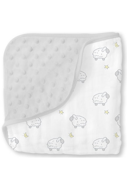 Муслиновое одеяло с флисом SwaddleDesigns Snuggle Blanket, цвет Little Lambs