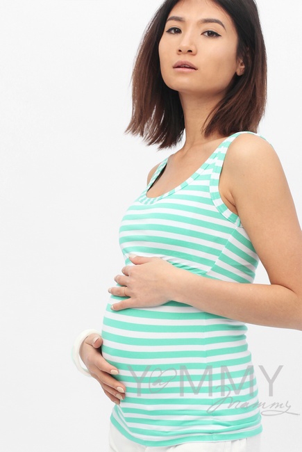 Майка для кормящих и беременных, в ментоловую полоску