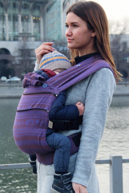 Эрго-рюкзак Karaush шарфовый с бамбуком растущий, Plum Branch