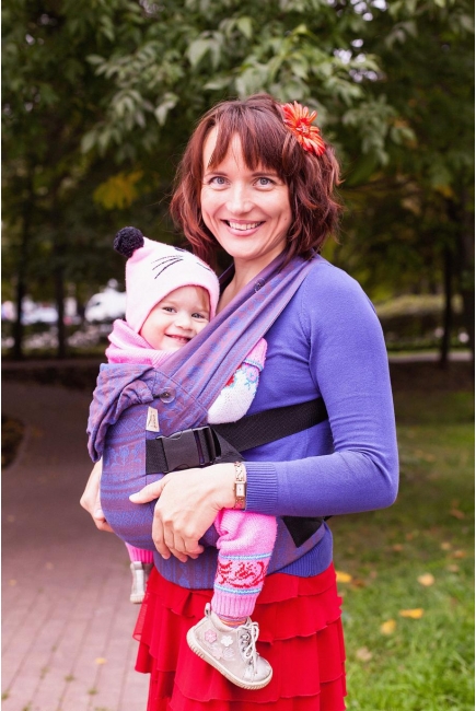 Эрго рюкзак шарфовый с бамбуком Карауш, Plum Branch Black