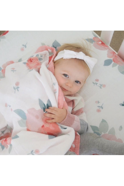 Одеяло из муслина с бамбуком Bebe au Lait, цвет Rosy and Dewdrops