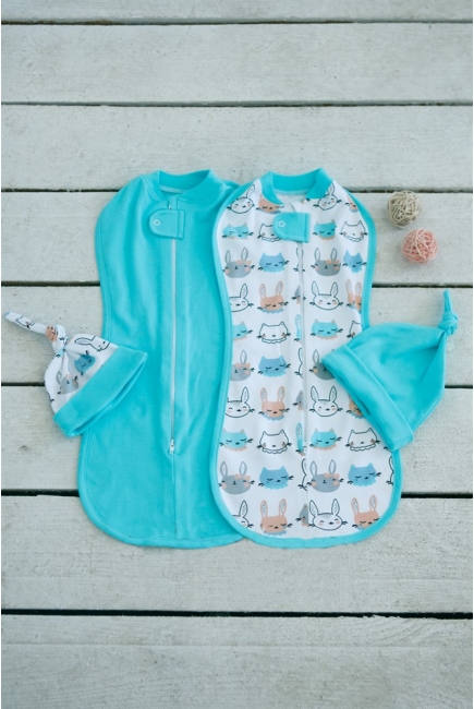 Пеленка кокон для новорожденных на молнии, Bunny Grey