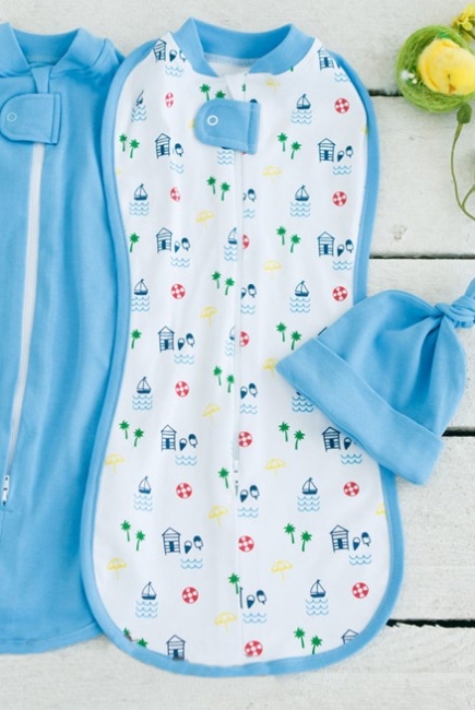 Пеленка кокон для новорожденных трикотажная, Sea Beach