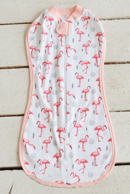 Пеленка кокон на молнии трикотажная, Flamingo