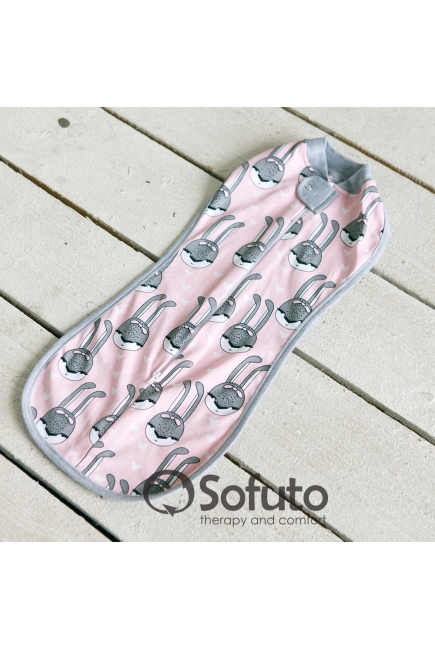 Пеленка кокон для детей трикотажная, Pink Rabbit