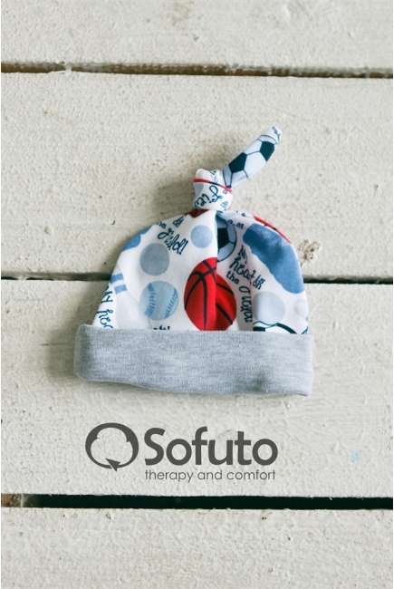 Шапочка-узелок для новорожденного, Football