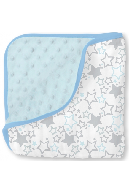 Муслиновое одеяло с флисом SwaddleDesigns Snuggle Blanket, Starshine Shimmer Blue