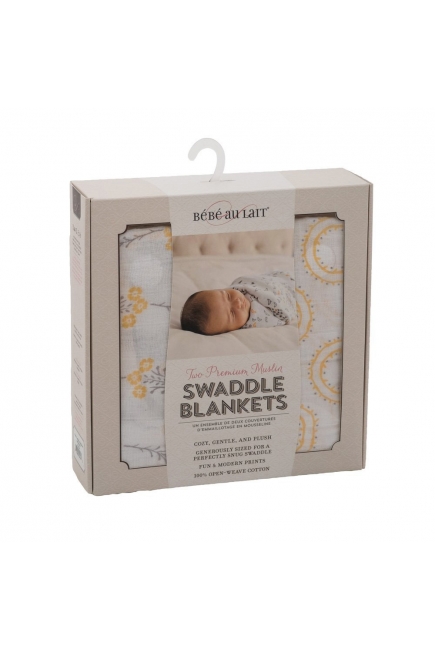 Пеленки для новорожденных из муслина Bébé au Lait, большие, Wildflower and Halo