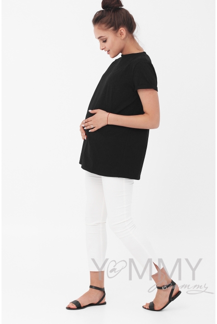 Футболка для кормящих и беременных с запахом на спине, черный
