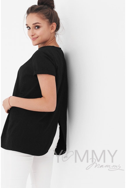 Футболка для кормящих и беременных с запахом на спине, черный