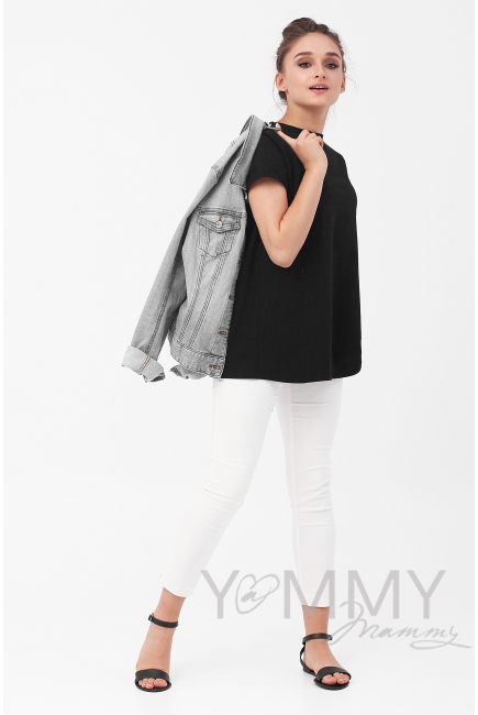 Футболка для кормящих и беременных с запахом на спине, черный