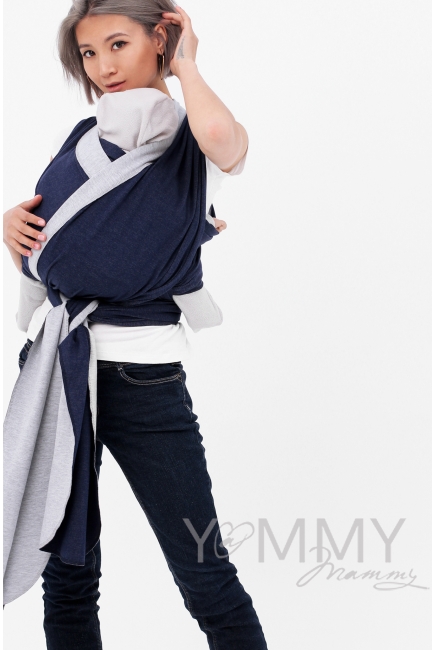 Слинг-шарф трикотажный двусторонний, серый/темно-синий