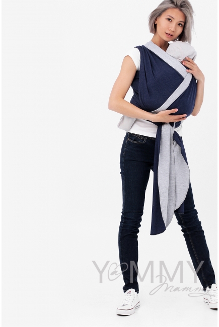 Слинг-шарф трикотажный двусторонний, серый/темно-синий